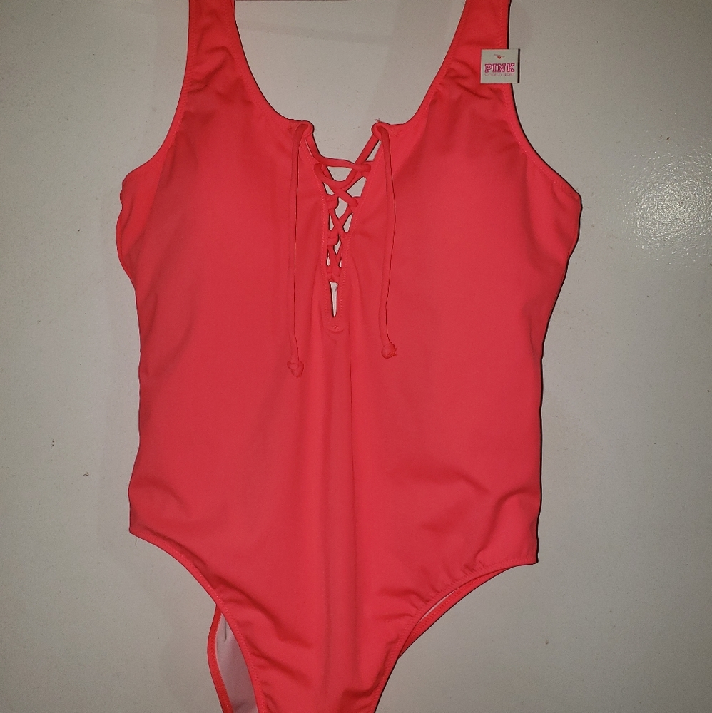 Hot Peachy Orange - VS PINK• | One-Piece Swimsuit - Picture 2 of 8